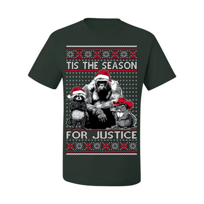 Tis the Season For Justice, RIP Harambe Peanut the Squirrel Fred Raccoon Viral Save our Pets Meme, Ugly Christmas Sweater Ugly Christmas Men's T-Shirt
