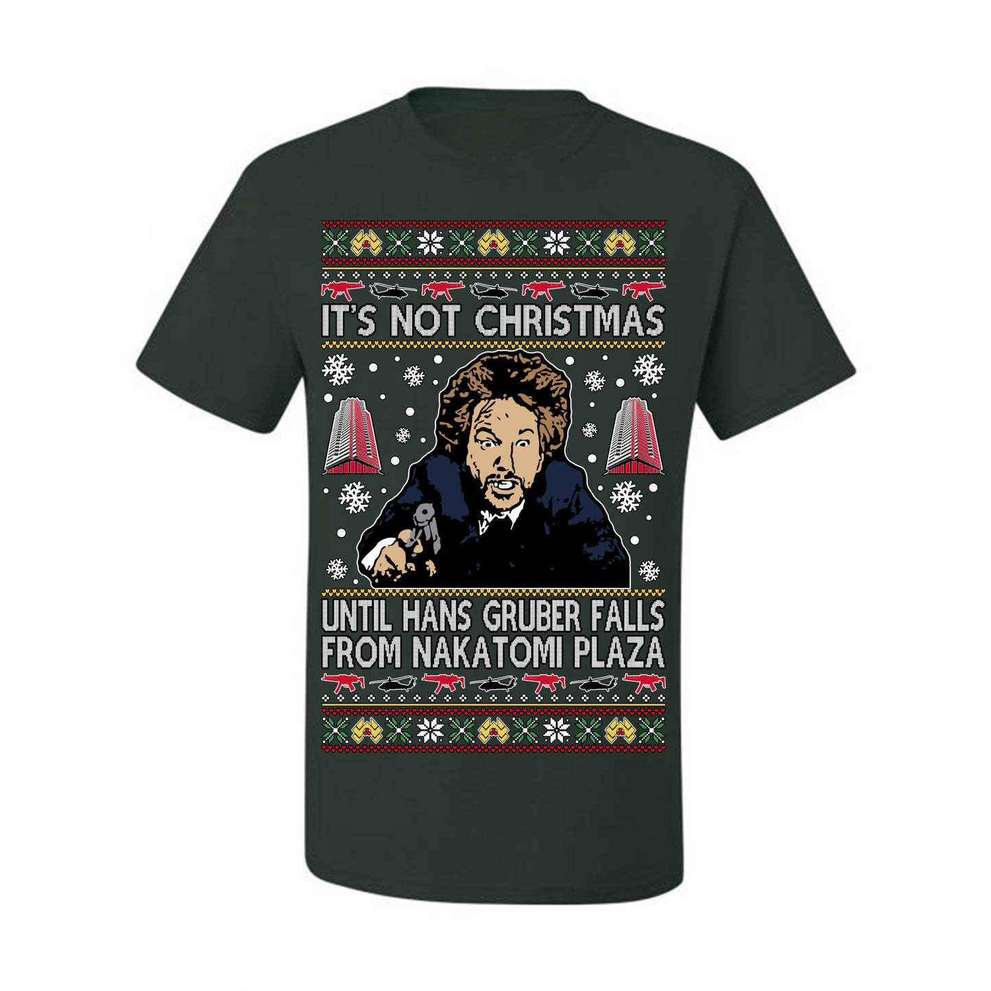 It's Not Christmas Until Hans Gruber Falls From Nakatomi Plaza Color, Classic Xmas Movie McClane, Ugly Christmas Sweater Ugly Christmas Men's T-Shirt