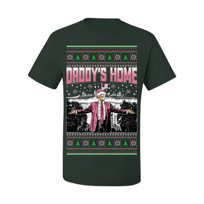 Daddy's Home Pink Suit, I'll Be Home for Christmas | Funny Santa Clause President Donald Trump White House Holiday Xmas Sweaters, MAGA Ugly Christmas Men's T-Shirt