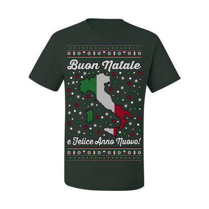 Buon Natale e Felice Anno Nuovo! Merry Christmas and Happy New Year, Funny Classic Italy Peninsula Italian Ugly Christmas Sweater Ugly Christmas Men's T-Shirt