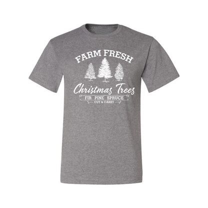 Farm Fresh Christmas Trees Classic White Design | Fir Pine Sprice, Cut and Carry, Classic Vintage Winter Holiday Tree Logo Ugly Christmas Men's T-Shirt