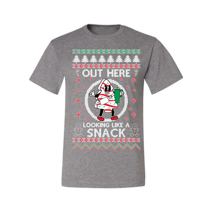 Out Here Looking Like a Snack, Funny Cute Xmas Peppermint Tree Gingerbread Cookie Meme Ugly Christmas Men's T-Shirt
