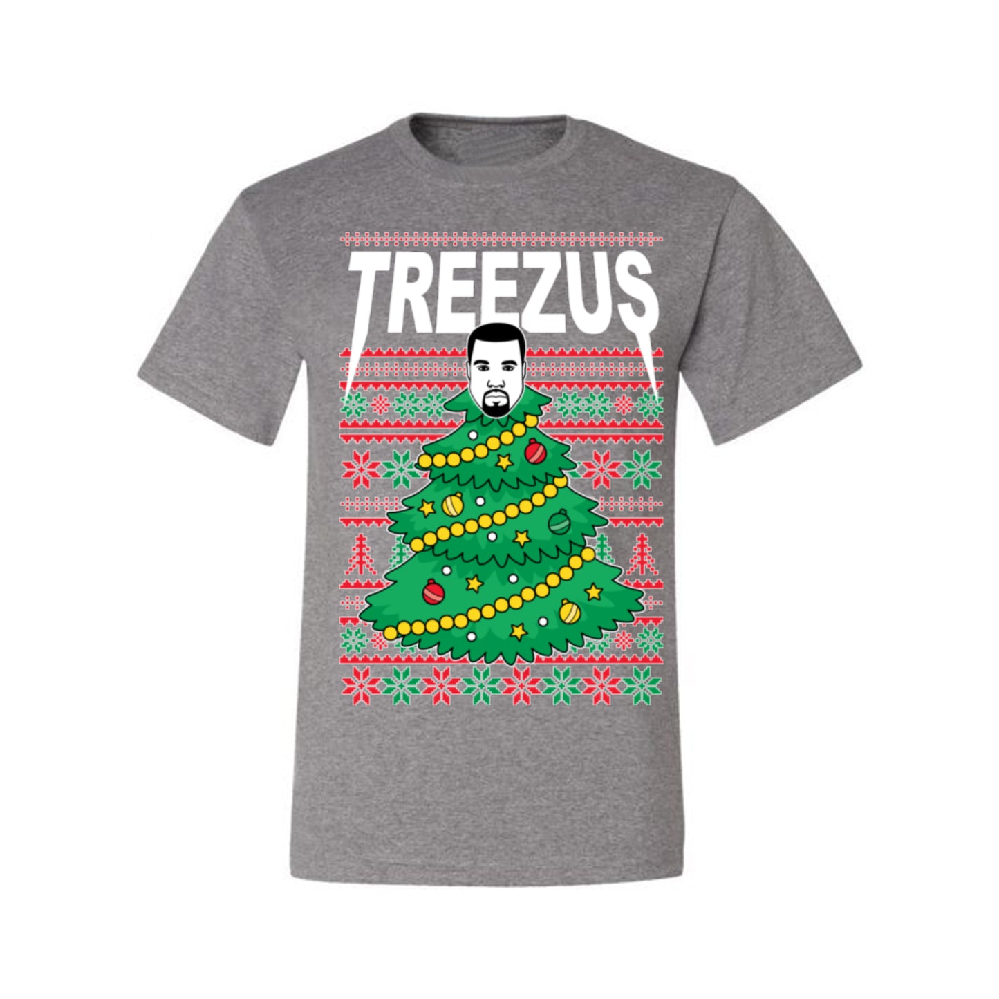 Treezus Funny Xmas Viral Meme Hip Hop Rapper Music Tour Merch, Tree Jesus Pun Joke Ugly Christmas Sweater Ugly Christmas Men's T-Shirt