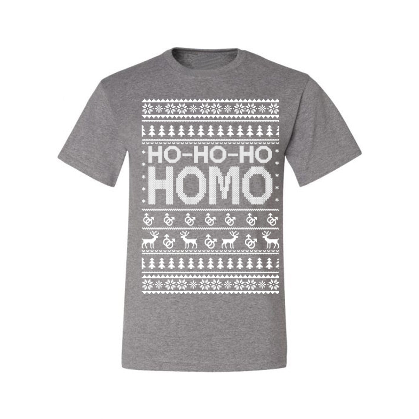 Ho Ho Ho Homo, Funny LGBT Pride Grey Greysexual Gay Lesbian Homosexual Bi Bisexual,  Ugly Christmas Men's T-Shirt