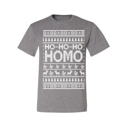 Ho Ho Ho Homo, Funny LGBT Pride Grey Greysexual Gay Lesbian Homosexual Bi Bisexual,  Ugly Christmas Men's T-Shirt