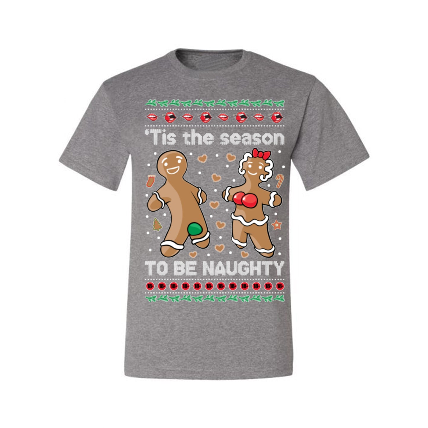 Tis the Season to be Naughty, Funny Gingerbread Cookie Gumdrop, Dirty Ginger Bread Cookies Joke Ugly Christmas Sweater Ugly Christmas Men's T-Shirt