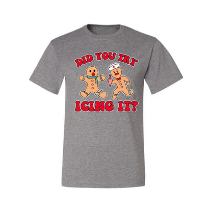 Did You Try Icing It? Funny Cute Gingerbread Doctor, Desert Cookies Ginger Bread Ugly Christmas Men's T-Shirt