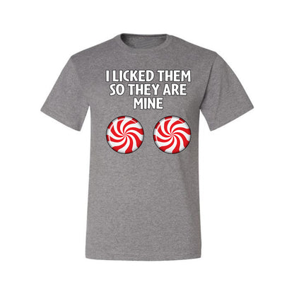I Licked Them So They Are Mine, Funny Winter Candy Cane Joke  Ugly Christmas Men's T-Shirt