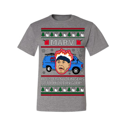 Marv How Many Fingers Am I Holding Up? Funny 90s Chicago Xmas Movie Quote Harry Kevin Fire Plumbing Van Bandits, Ugly Christmas Sweater Ugly Christmas Men's T-Shirt