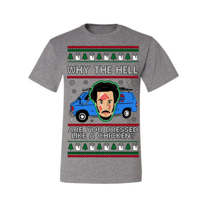 Why the Hell are You Dressed Like a Chicken? Classic Funny 90s Marv Kevin Plumbing Van Bandits Iron,  Ugly Christmas Men's T-Shirt