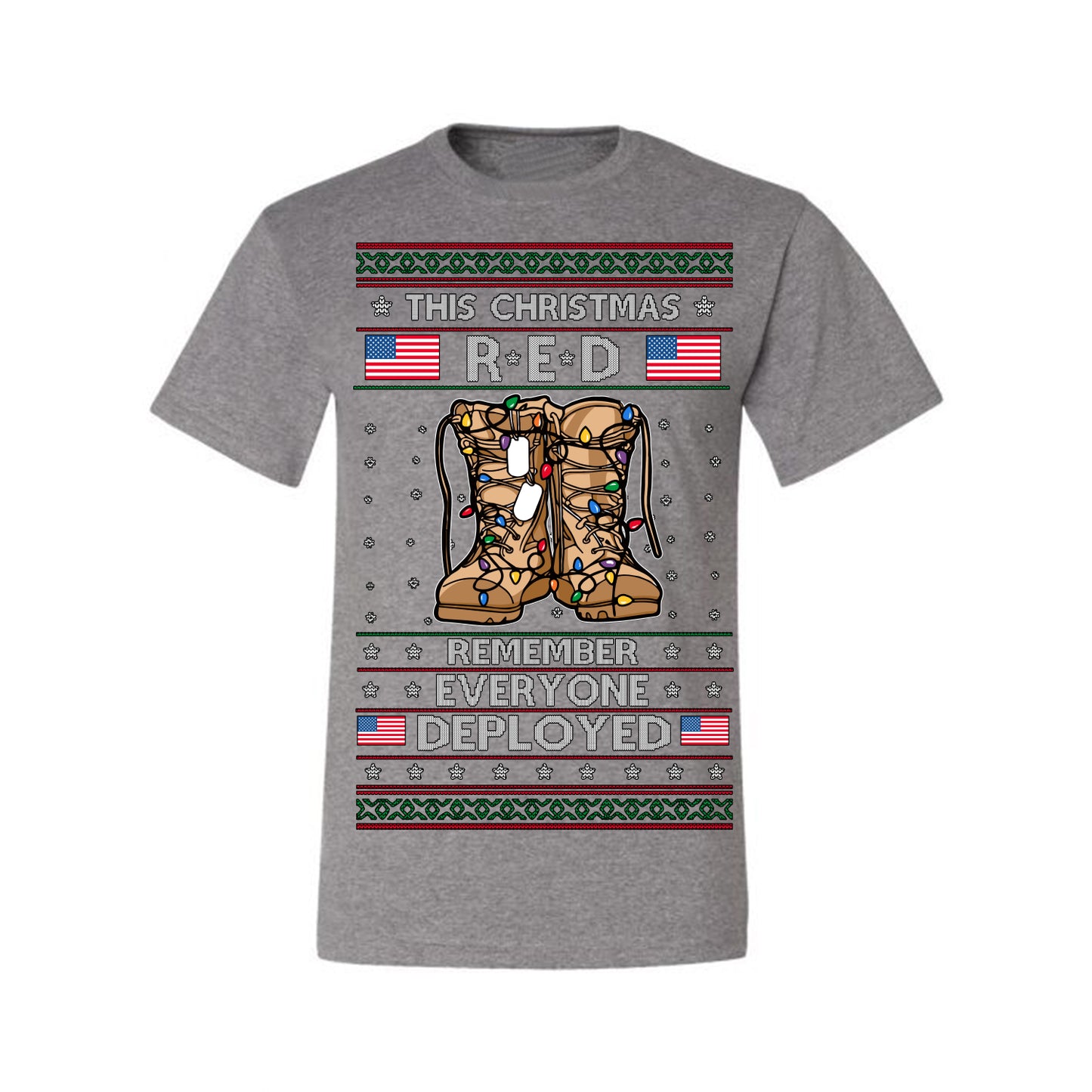 This Christmas RED Remember Everyone Deployed, Pro Military Vet 1st 2nd Amendment Veteran, RED Friday Ugly Christmas Sweater Ugly Christmas Men's T-Shirt