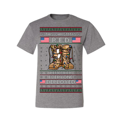 This Christmas RED Remember Everyone Deployed, Pro Military Vet 1st 2nd Amendment Veteran, RED Friday Ugly Christmas Sweater Ugly Christmas Men's T-Shirt