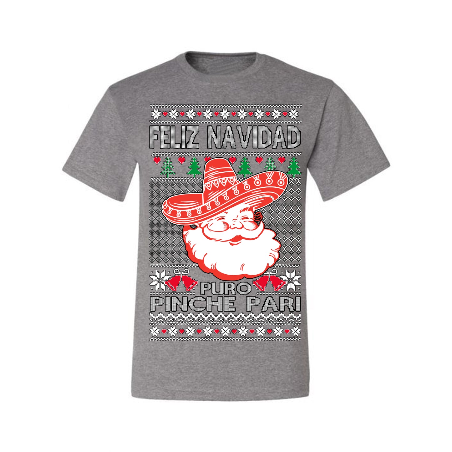 Feliz Navidad Puro Pinche Pari, Funny Spanish Song Latin Pop Music Lyrics, Ugly Christmas Sweater Ugly Christmas Men's T-Shirt
