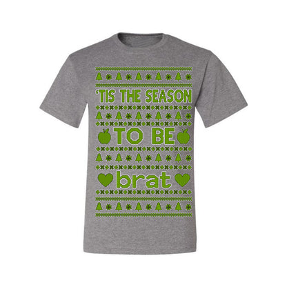 Tis the Season to Be Brat Green Text, Xmas Viral Meme Music Rave Concert Merch, Unisex Ugly Christmas Sweaters for Women Men Ugly Christmas Men's T-Shirt