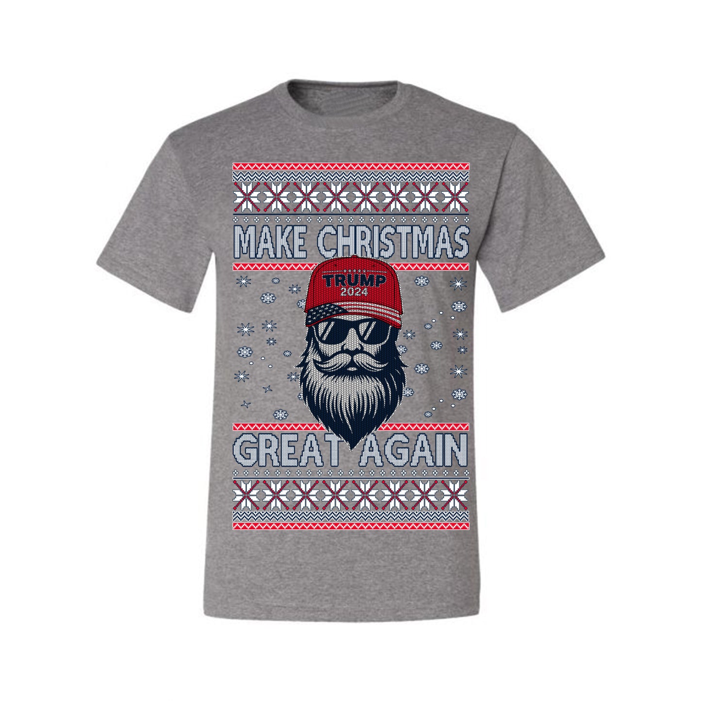 Make Christmas Great Again Trump Santa Claus 2024 MAGA,  Donald Trump JD Vance GOP Republican, Ugly Christmas Sweater Crewneck Sweatshirt Ugly Christmas Men's T-Shirt