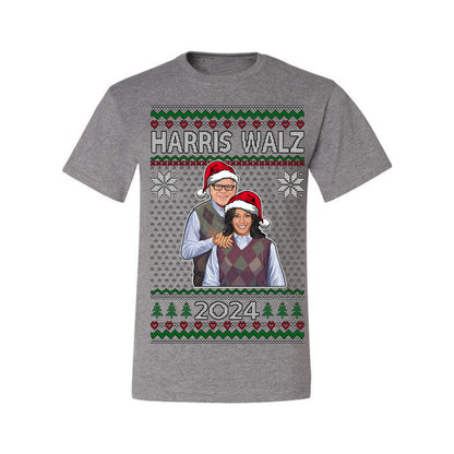 Kamala Harris Tim Walz 2024 Classic Movie Poster, Democrat Political Xmas Ugly Christmas Sweater Crewneck Sweatshirt Ugly Christmas Men's T-Shirt