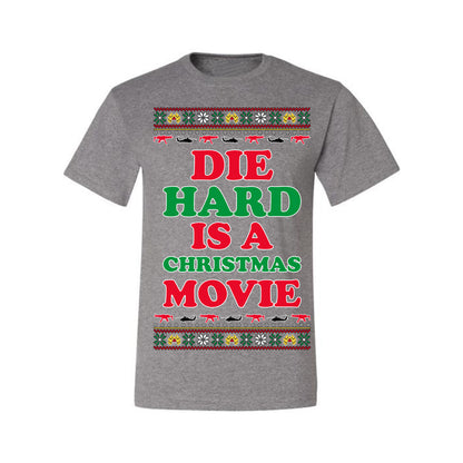 Die Hard is a Christmas Movie Classic, McClane Hans Nakatomi Plaza Xmas Party Holiday Movies, Ugly Christmas Sweater Crewneck Sweatshirt Ugly Christmas Men's T-Shirt