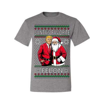Santa's Favorite Felo,n Funny Donald Trump JD Vance 2024 MAGA Make America Great Again Xmas Santa Claus Funny Sweaters Gift Merch for Republicans, Ugly Christmas Sweater Ugly Christmas Men's T-Shirt
