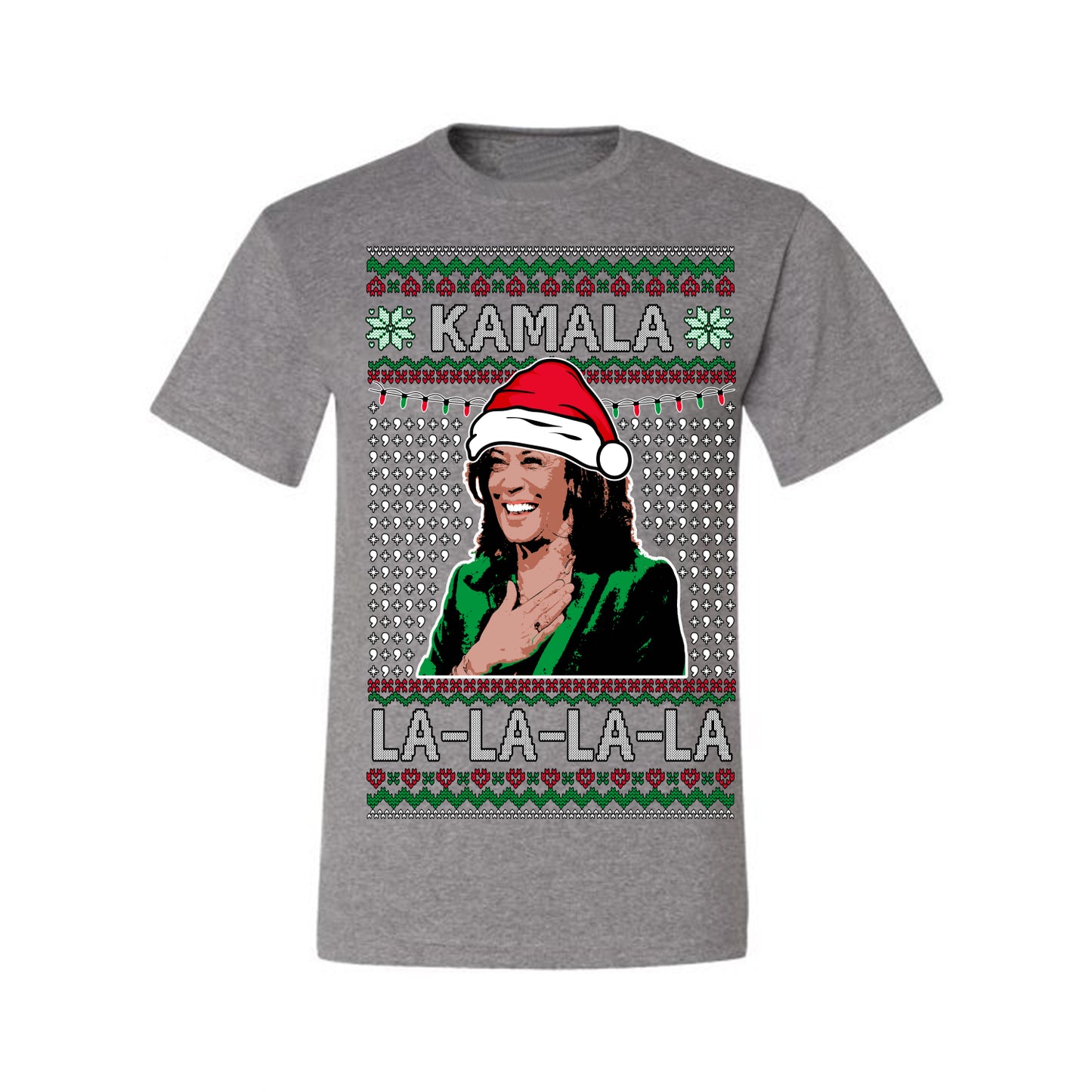 Kamala La La, Funny Kamala Harris Santa Hat Classic Xmas Song Carol Lyrics Winter Holiday, Ugly Christmas Sweater Ugly Christmas Men's T-Shirt
