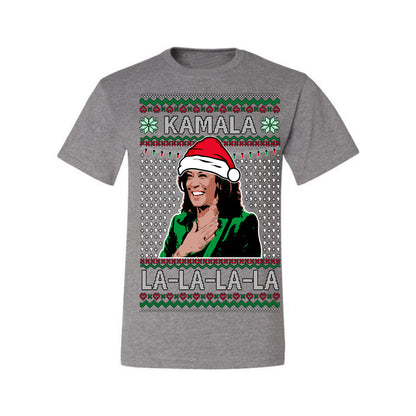 Kamala La La, Funny Kamala Harris Santa Hat Classic Xmas Song Carol Lyrics Winter Holiday, Ugly Christmas Sweater Ugly Christmas Men's T-Shirt