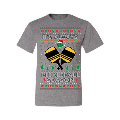 It's Always Pickleball Season, Funny Pickle Ball Enthusiast Paddles Ball Trendy Popular Milennial Sports Fan, Ugly Christmas Sweater Ugly Christmas Men's T-Shirt