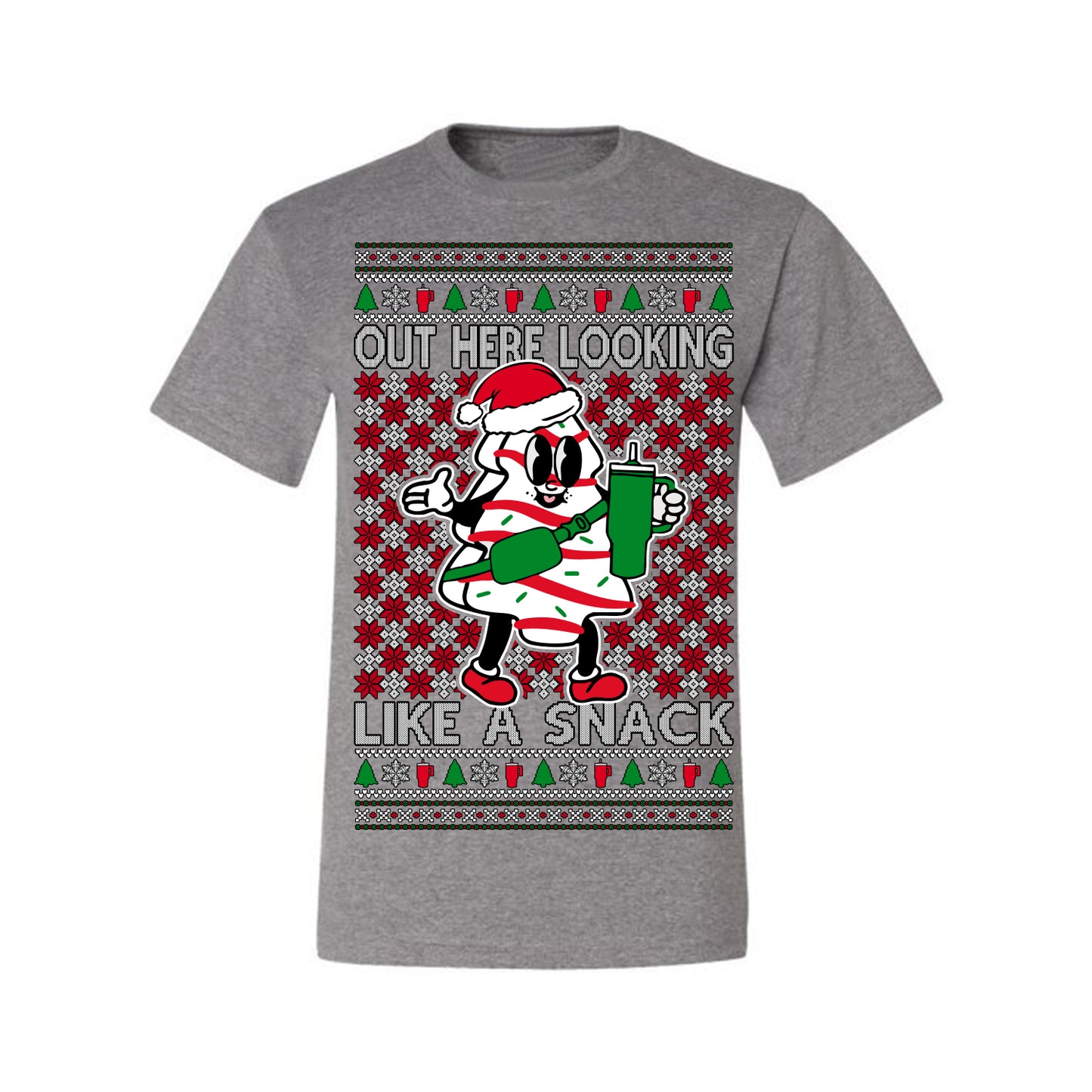 Out Here Looking Like a Snack, Funny Cute White Chocolate Sprinkles Holiday Trendy Millennial Christmas Cookie Ugly Christmas Sweater Ugly Christmas Men's T-Shirt
