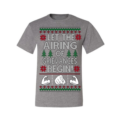 Let the Airing of Grievances Begin Funny TV Sitcom Festivus for the Rest of Us, Feats of Strength Iconic TV Quote Ugly Christmas Men's T-Shirt