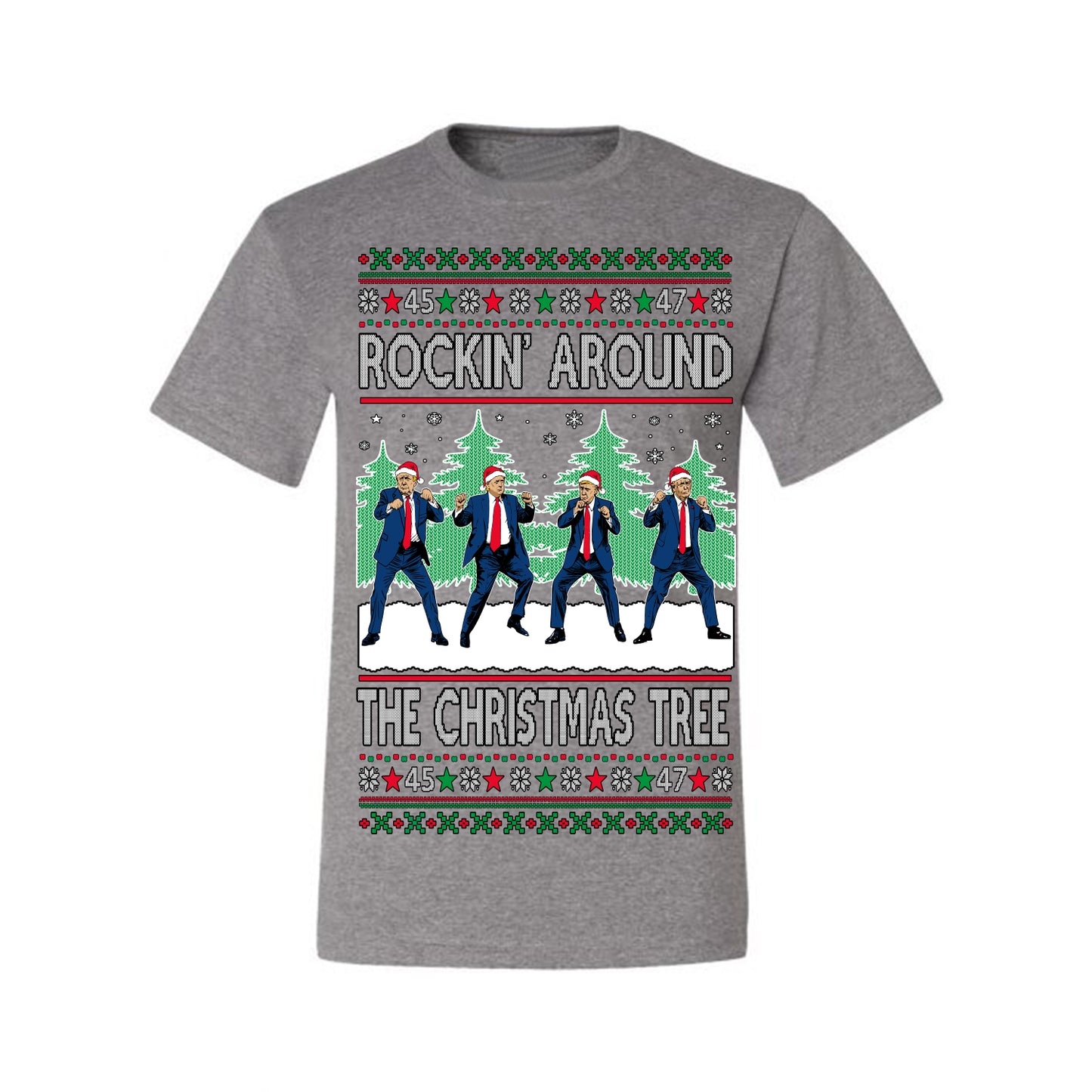 Rocking Around the Christmas Tree Trump Shimmy Dance Ugly Christmas Sweater Ugly Christmas Men's T-Shirt