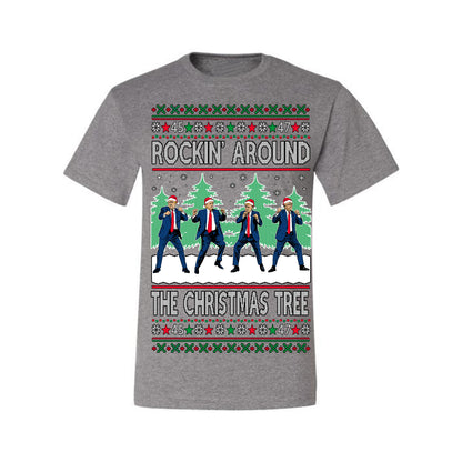 Rocking Around the Christmas Tree Trump Shimmy Dance Ugly Christmas Sweater Ugly Christmas Men's T-Shirt