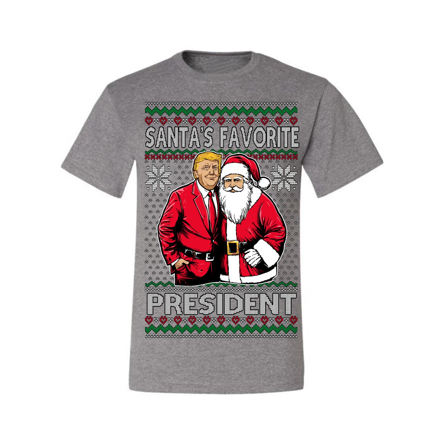 Santa's Favorite President Red Suit Trump, 47th USA President of the United States, Gift for Republicans Conservatives Ugly Christmas Sweater Ugly Christmas Men's T-Shirt