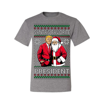 Santa's Favorite President Red Suit Trump, 47th USA President of the United States, Gift for Republicans Conservatives Ugly Christmas Sweater Ugly Christmas Men's T-Shirt