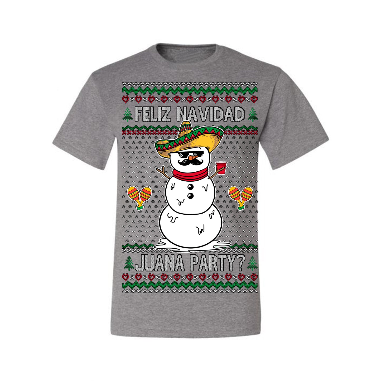 Feliz Navidad Juana Party? Funny Spanish Drinking Sueter Cerveza Ropa en Espanol Ugly Christmas Sweater Ugly Christmas Men's T-Shirt