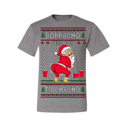 Borracho Pero Buen Muchacho Bebida Alcohol Drunk But a Good Boy, Espanol Ropa Sueter Navideno Cerveza, Funny Ugly Christmas Sweater Ugly Christmas Men's T-Shirt