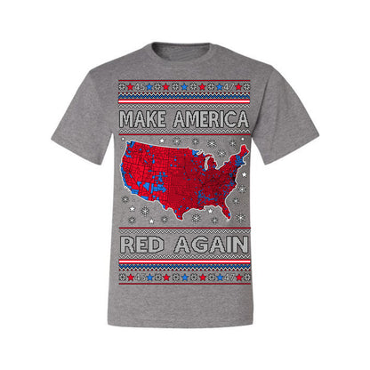 Make America Red Again USA Map, President Donald Trump 2024 MAGA Red Wave, Ugly Christmas Sweater Ugly Christmas Men's T-Shirt