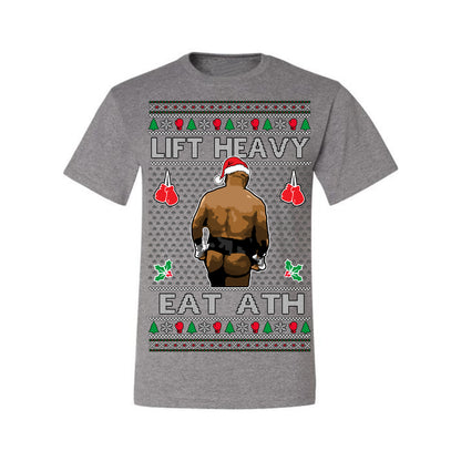 Lift Heavy Eat Ath Merry Chrithmith, Mike Tyson Butt Viral Weightlifting Lifting Boxing Fight Meme Men Women Funny Ugly Christmas Sweater Ugly Christmas Men's T-Shirt