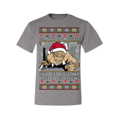 Come Out to the Coast Have a Few Laughs, Funny Die Hard Movie Scene Vent Lighter Quote McClane Nakatomi Plaza Xmas Party, Ugly Christmas Sweater Ugly Christmas Men's T-Shirt