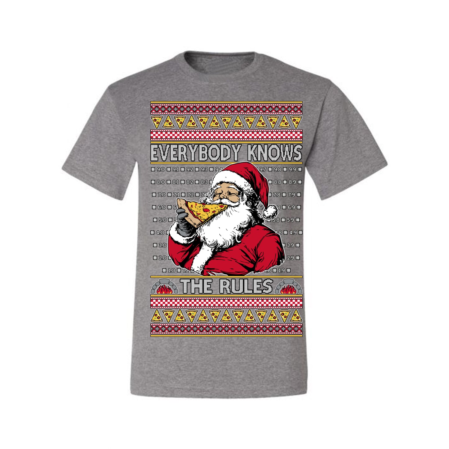 Everybody Knows the Rules Funny, Santa Claus Viral Online Pizza Rating Score, Detroit New England Deep Dish Pizzas Jersey New York Style, Ugly Christmas Sweater Ugly Christmas Men's T-Shirt