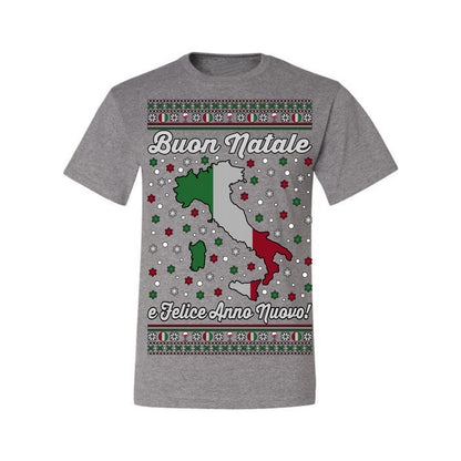 Buon Natale e Felice Anno Nuovo! Merry Christmas and Happy New Year, Funny Classic Italy Peninsula Italian Ugly Christmas Sweater Ugly Christmas Men's T-Shirt