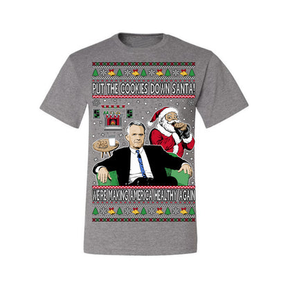 Put the Cookies Down Santa! Make America Healthy Again RFK, Funny Republican Xmas MAGA Gift Trump Ugly Christmas Sweater Ugly Christmas Men's T-Shirt