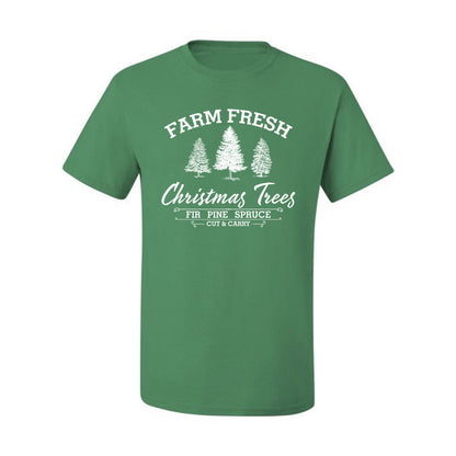 Farm Fresh Christmas Trees Classic White Design | Fir Pine Sprice, Cut and Carry, Classic Vintage Winter Holiday Tree Logo Ugly Christmas Men's T-Shirt