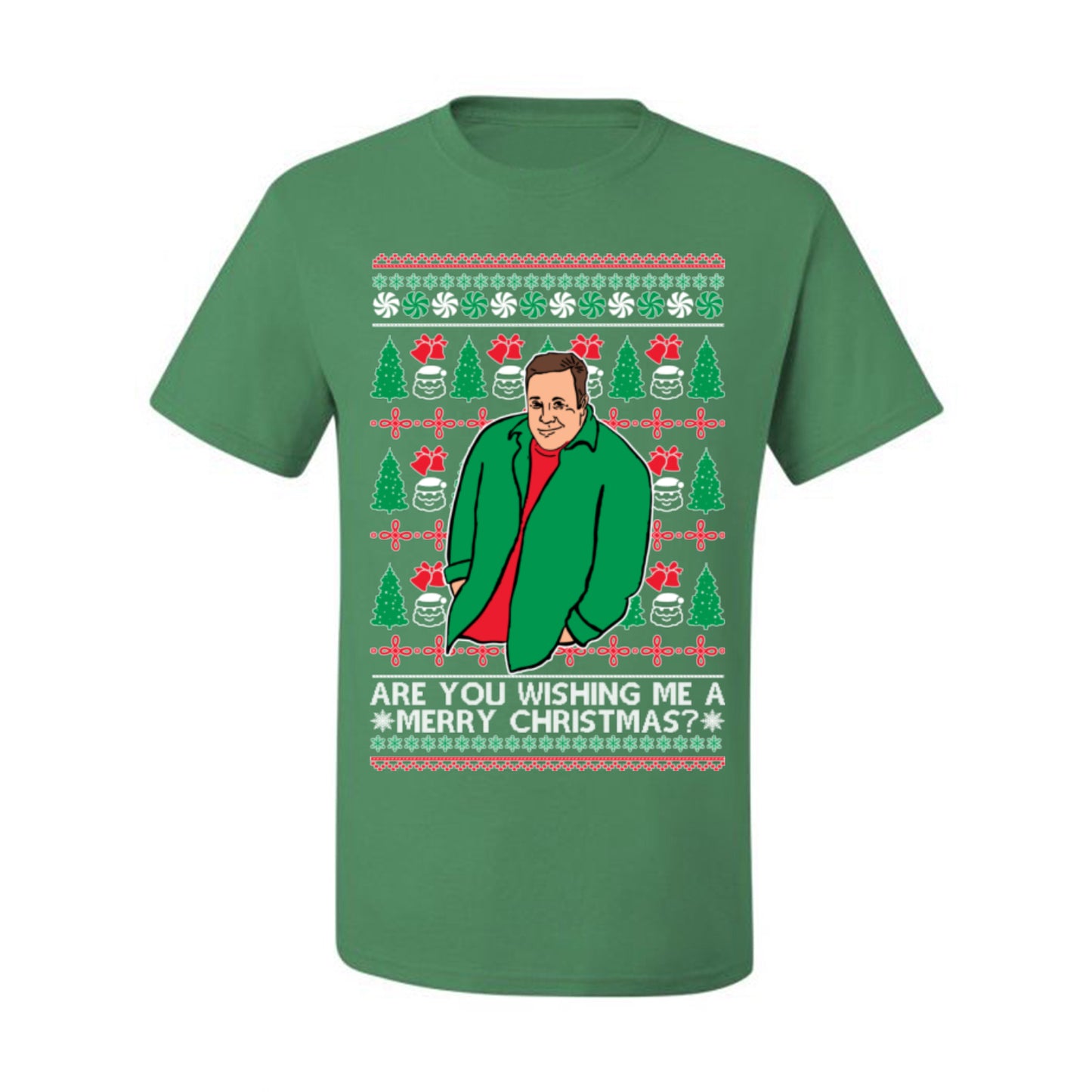 Are You Wishing Me a Merry Christmas? Funny Kevin Viral Shrug Shrugging Actor Meme Ugly Christmas Men's T-Shirt
