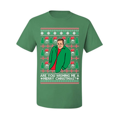 Are You Wishing Me a Merry Christmas? Funny Kevin Viral Shrug Shrugging Actor Meme Ugly Christmas Men's T-Shirt
