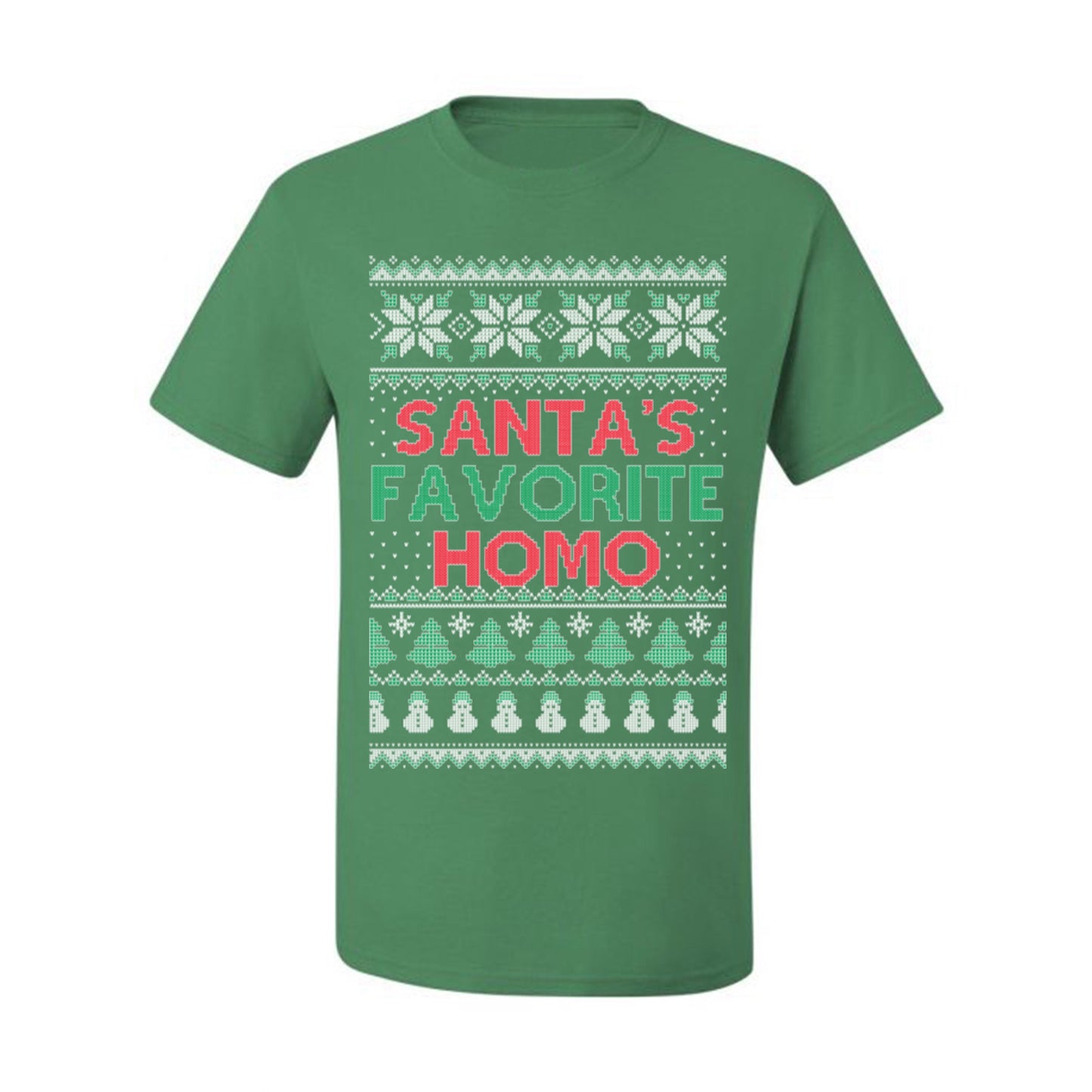 Santa's Favorite Homo, Funny LGBT Pride Grey Greysexual Gay Lesbian Homosexual Bi Bisexual, Ugly Christmas Sweater Ugly Christmas Men's T-Shirt
