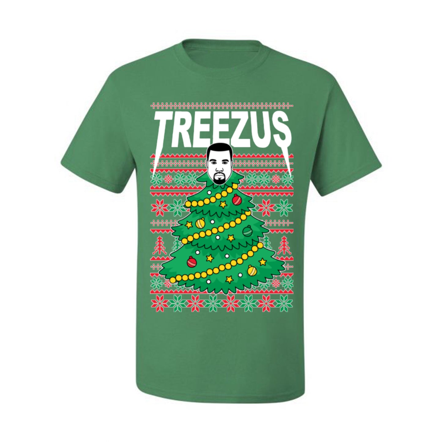 Treezus Funny Xmas Viral Meme Hip Hop Rapper Music Tour Merch, Tree Jesus Pun Joke Ugly Christmas Sweater Ugly Christmas Men's T-Shirt