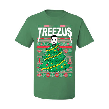 Treezus Funny Xmas Viral Meme Hip Hop Rapper Music Tour Merch, Tree Jesus Pun Joke Ugly Christmas Sweater Ugly Christmas Men's T-Shirt