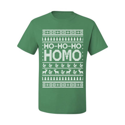 Ho Ho Ho Homo, Funny LGBT Pride Grey Greysexual Gay Lesbian Homosexual Bi Bisexual,  Ugly Christmas Men's T-Shirt