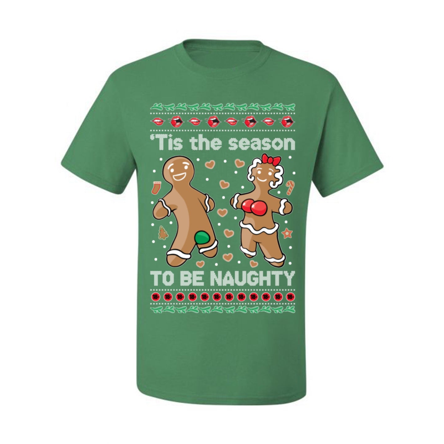 Tis the Season to be Naughty, Funny Gingerbread Cookie Gumdrop, Dirty Ginger Bread Cookies Joke Ugly Christmas Sweater Ugly Christmas Men's T-Shirt