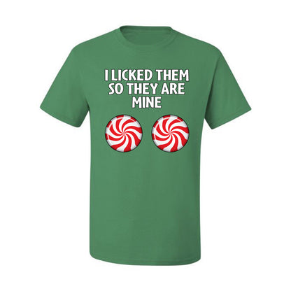 I Licked Them So They Are Mine, Funny Winter Candy Cane Joke  Ugly Christmas Men's T-Shirt