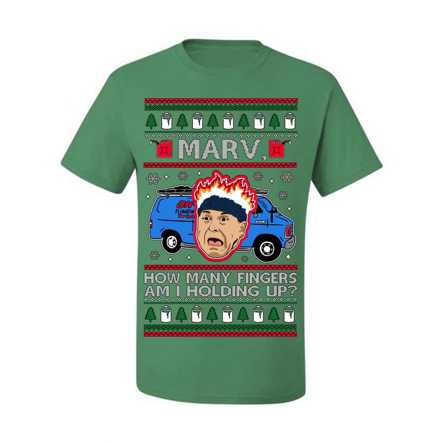Marv How Many Fingers Am I Holding Up? Funny 90s Chicago Xmas Movie Quote Harry Kevin Fire Plumbing Van Bandits, Ugly Christmas Sweater Ugly Christmas Men's T-Shirt