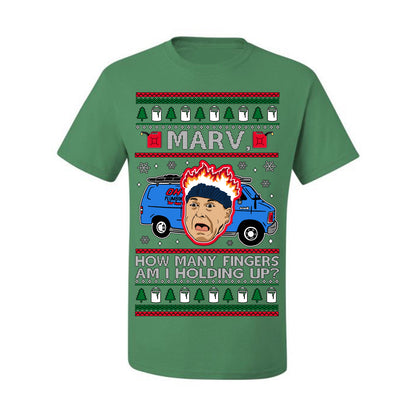 Marv How Many Fingers Am I Holding Up? Funny 90s Chicago Xmas Movie Quote Harry Kevin Fire Plumbing Van Bandits, Ugly Christmas Sweater Ugly Christmas Men's T-Shirt